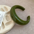Chic olive green acrylic wide C-shaped bangle with smooth resin mirror finish - 108# Open Cuff-Green