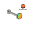 Barbell tongue ring piercing with rainbow iridescent beads and stainless steel bar - 1.2x6x5x7mm / Calico