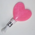 Pink heart-shaped glow stick with glittery sequins and white ergonomic LED handle - Heart / Pink