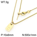 Collana in acciaio inossidabile dorato con pendente quadrato lettera C e catena box - Lettera C dorata(KN293695-Z)