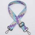 Adjustable woven shoulder strap featuring geometric patterns in blue and purple - No. 318 / Gunmetal