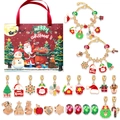 Calendario dell'Avvento di 24 giorni con bracciali dorati fai-da-te e ciondoli natalizi - M-26 (Scatola portatile rossa)