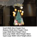 Golden balloon Christmas tree static window sticker with snowman and gift box decor - Small Size【40*75CM】