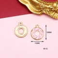 Detailed size view of pink donut alloy pendant with dimensions 18mm by 15mm and 1g weight - Donut