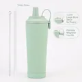 Pale green 830ml insulated tumbler with magnetic handle and large Tritan straw - 830ml / Pale Green