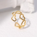 Elegant gold titanium steel ring featuring a hollow heart design with a luxury finish - Gold Heart
