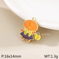 Cartoon pumpkin ghost charm in orange and purple enamel with gold metal finish - Pumpkin Man Style (KLJ10373-ZLA)