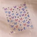 Glitzernde lila und blaue Schmetterling Nagelsticker mit Stern-Elementen, Modell M-555 - Glitzer lila Schmetterling (M555) / Buntes Silberverfahren mit Gelee-Kleber