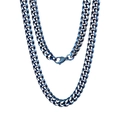 Men's hip hop Cuban chain necklace in blue plated stainless steel with lobster clasp - Blue
