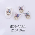 Dije de mariposa de cristal iridiscente para uñas con pedrería de 12,5x10mm - Mariposa Clara Aurora Base Dorada (AG62)