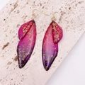 S925 silver gradient purple cicada wing earrings with gold leaf accents on beige stone - Dreamy Rose Red Gold Foil