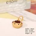 Matte gold zodiac sheep charm pendant with enamel detail for DIY jewelry making - H-7835 (Goat)