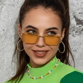 Vintage rectangular sunglasses with gold metal frame and translucent orange lenses - Gold Frame Yellow Lens