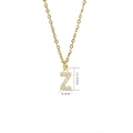 Gold square necklace with letter Z pendant and white cubic zirconia stones for women - Letter Z