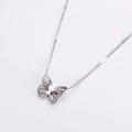 Polished silver butterfly necklace with hollow double-layer wings and sparkling crystals - Steel