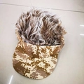Desert digital camo baseball cap with messy brown and white wig hair extension - One Size / Camouflage (Brown-White Wig)