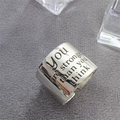 Polished silver ring with engraved quote You are stronger than you think for women - Inspirational English Engraved Wide Band