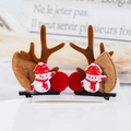Christmas reindeer antler hair clips with cute snowman and red pompons for girls - 39# Brown Antler Clip with Snowman