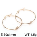Elegant gold twisted knot hoop earrings with a textured surface in a 30mm diameter - Rose Gold 30mm (KE95004-KFC)