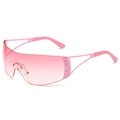 Occhiali Y2K senza montatura con lenti sfumate rosa, dettagli a stella e strass brillanti - Montatura Rosa Lente Rosa Sfumato