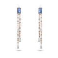 Elegant rose gold drop earrings featuring blue rectangular gems and white cubic zirconia - No.8 (Blue Long Tassel/Rose Gold)