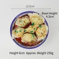 Modelo de comida realista 1:1 de albóndigas en un cuenco de cerámica con medidas exactas - Wonton
