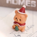 Christmas bear resin ornament with red hat and cape holding a tree, 5.5cm height - Christmas Bear