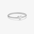 Minimalist S925 sterling silver heart ring with a small sparkling round zircon stone - Mmr340 (platinum) / Size 8