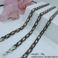 Men's 6mm black gold stainless steel chain necklace with lobster clasp, length 60cm - 6mm*60cm / Gold Black