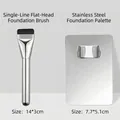 Flat top foundation brush and stainless steel makeup mixing palette set for makeup - Foundation Brush + Ring Palette Set / OPP Bag