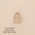 Miniature wooden window frame for DIY Christmas scene crafts, 4.4x2.9cm natural wood finish - No.91 - Wooden Arched Window Cutout