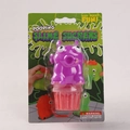 Purple monster pooping slime toy with red slime putty in a clear container - Pooping Purple Monster 90g