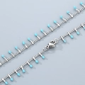 Stainless steel chain necklace with light blue enamel drop charms and lobster clasp - Bracelet 45cm / Blue