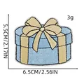 Detailed gift box embroidery patch showing 5.5cm height and 6.5cm width dimensions - Party Patch 2# (Gift Box)