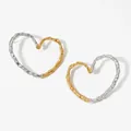 Orecchini a cuore bicolore con texture martellata in finitura oro e argento - Stile Martellato Bicolore / Oro e Argento