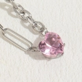 Collana in acciaio inossidabile argento con ciondolo a cuore in zircone rosa da donna - Argento