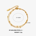 Minimalistisches doppellagiges Fußkettchen aus goldenem Edelstahl mit kleinen runden Perlen - Doppellagiger Perlenstil (ZN1719G) / Gold