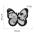 Detailed close-up showing black and white embroidery textures of butterfly skull patch - Skull Butterfly Patch 1#