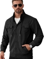 Men's black corduroy jacket with button closure and hooded design in a regular fit - S / Black