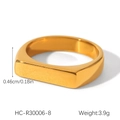 Macro shot of 18K gold plated stainless steel rectangle signet ring with mirror finish - Minimalist Square Signet Style (HC-R30006-8)