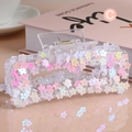 Sweet candy-colored large transparent hair claw clip with colorful sequin flowers - H670-Sequin Flowers