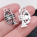 Antique silver trumpet musical symbol pendant charm for DIY jewelry making - Saxophone (22x12mm-1.8g)