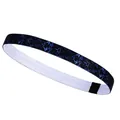 Elastic sports headband in navy blue marble pattern with non-slip silicone backing - Lightning Blue