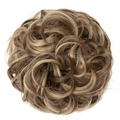 Messy bun hair piece in brown and blonde highlights for a natural voluminous look - 10H24B Brown Mixed Blonde Highlights