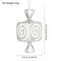 Silver candy-shaped Christmas ornament with white spiral patterns and size markings - 20cm Silver White Square Spiral