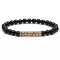Pulsera de cuentas negras con tubo dorado e incrustaciones de circonitas de colores - Estilo De Diamante De Color Negro De Alto Pulido / Negro Pulido+Dorado Zirconia Multicolor