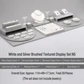 Silver brushed jewelry display set 28 pieces including ring necklace earring stands - Display Set N5 (28-Piece)