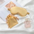 Set mascherina per dormire e sacchetto in finta seta color oro champagne - Oro