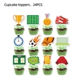 24-piece football cupcake toppers set featuring trophy goal and soccer ball designs - Cupcake Toppers 24PCS