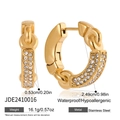 Goldene Creolen aus Edelstahl im Gliederketten-Design mit Pavé-Kristallen besetzt - Gold (JDE2410016)